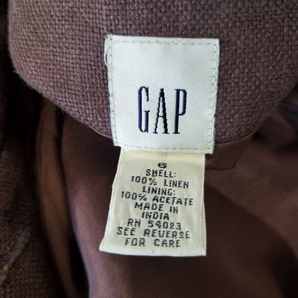 Gap Coat Womens Size 6 Brown Linen Button Up Lightweight Midi Jacket *READ* - Picture 13 of 14